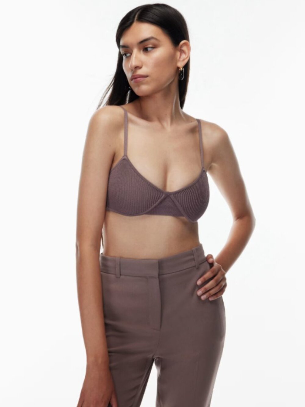 BABATON | Aritzia Sculpt Knit Bra Top Ribbed Bralette | Sz. S